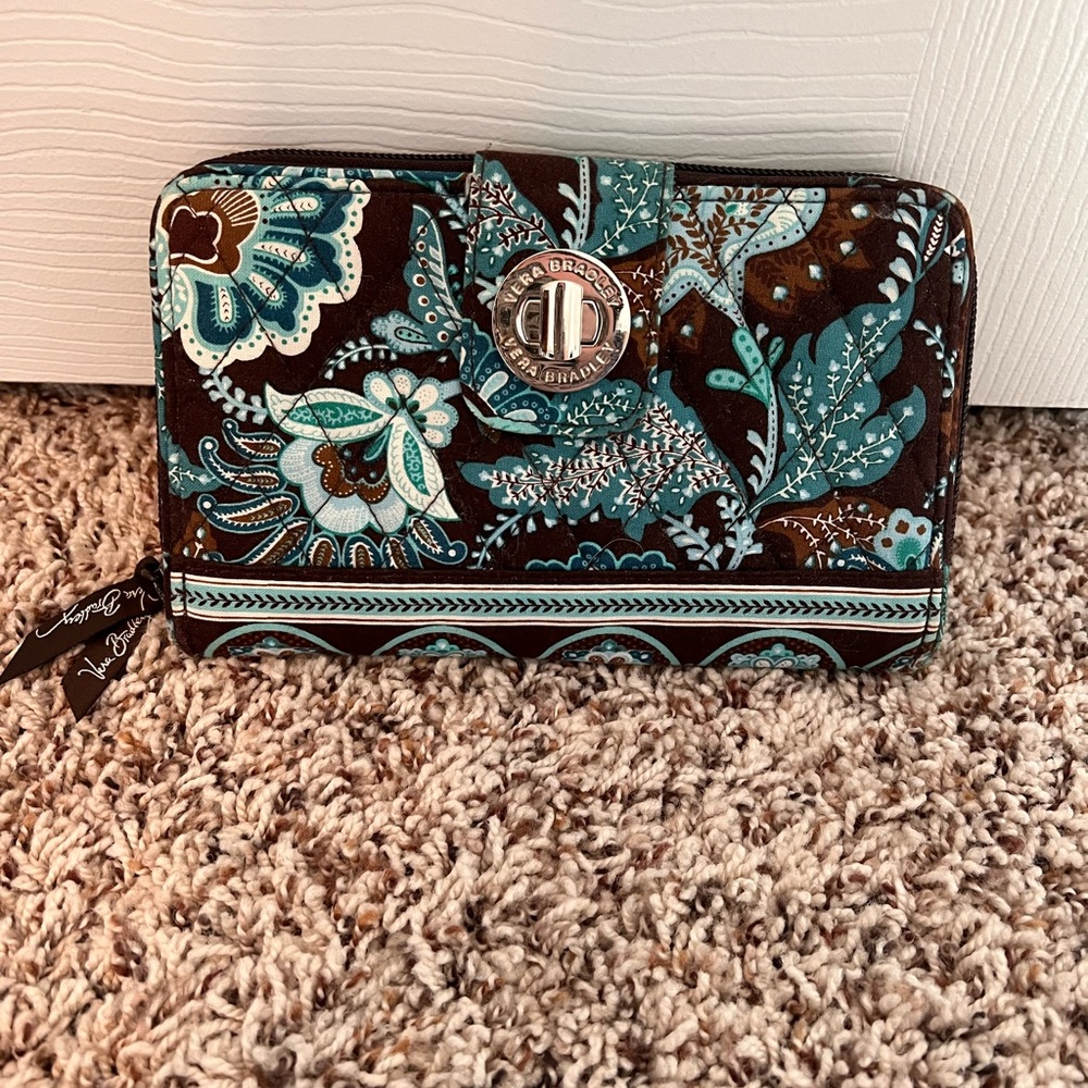 *Retired* Vera Bradley turn lock wallet (Java Blue) used - like new
